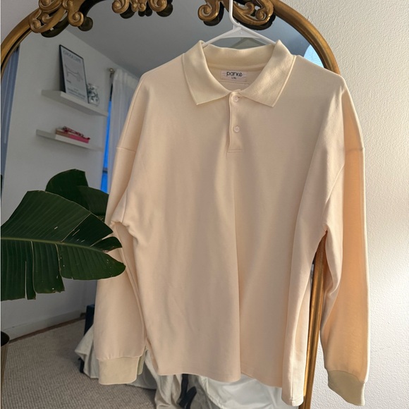 Parke Tops - Parke butter yellow Long Sleeve Polo Shirt/pullover